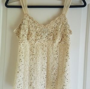 Beige beaded tank top